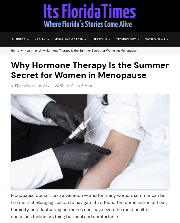 Florida Times Hormone Therapy Summer Secret Menopause CSLC & RegenCen Florida Times Hormone Therapy Summer Secret Menopause CSLC & RegenCen
