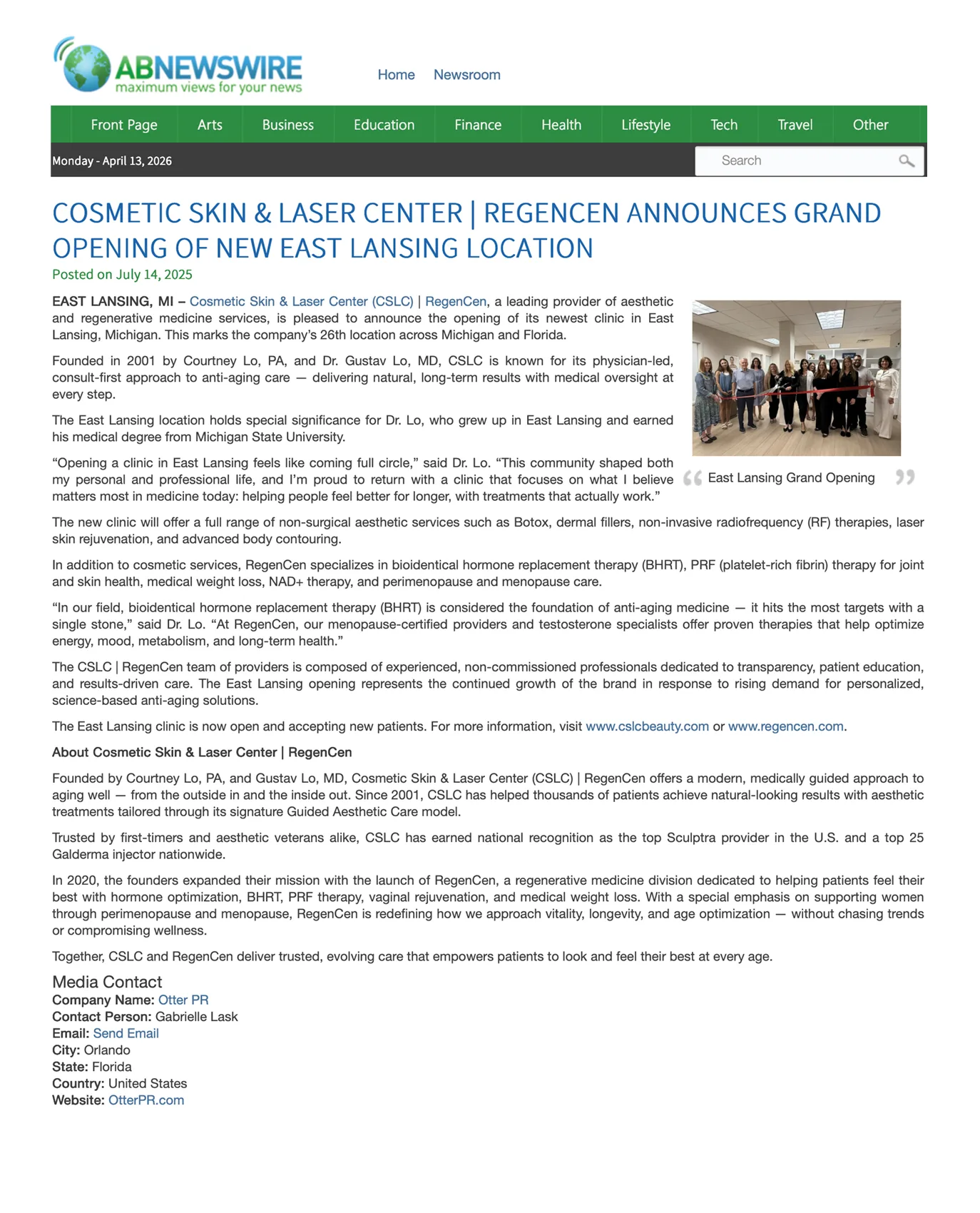 East Lansing press release