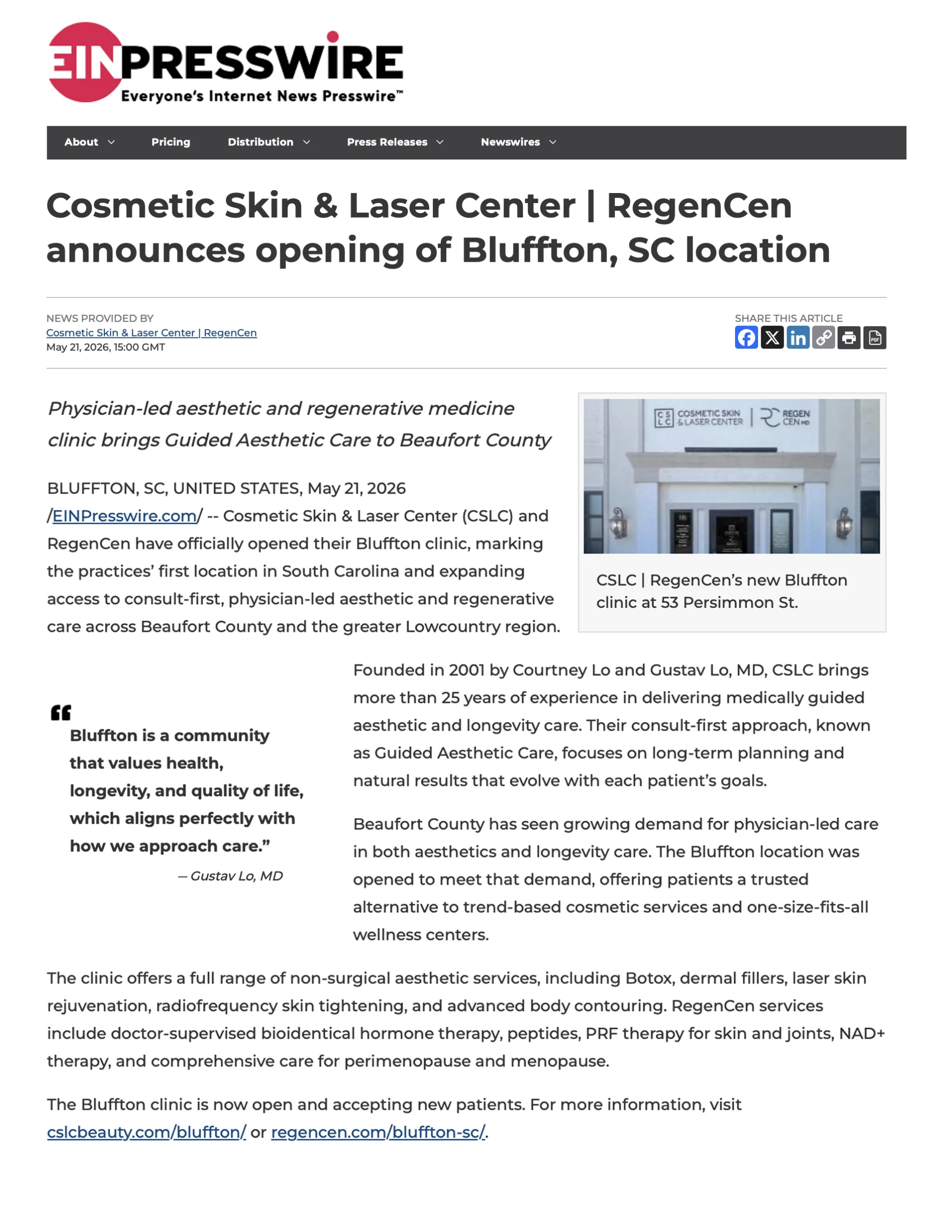 CSLC opens it's clinic in Bluffton, South Carolina.