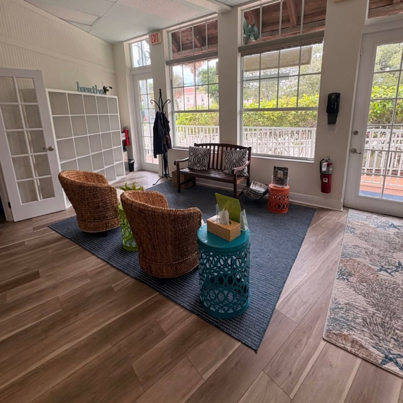 cslc-boca-grande-reception-waiting-room Reception area at Cosmetic Skin & Laser Center in Boca Grande, FL